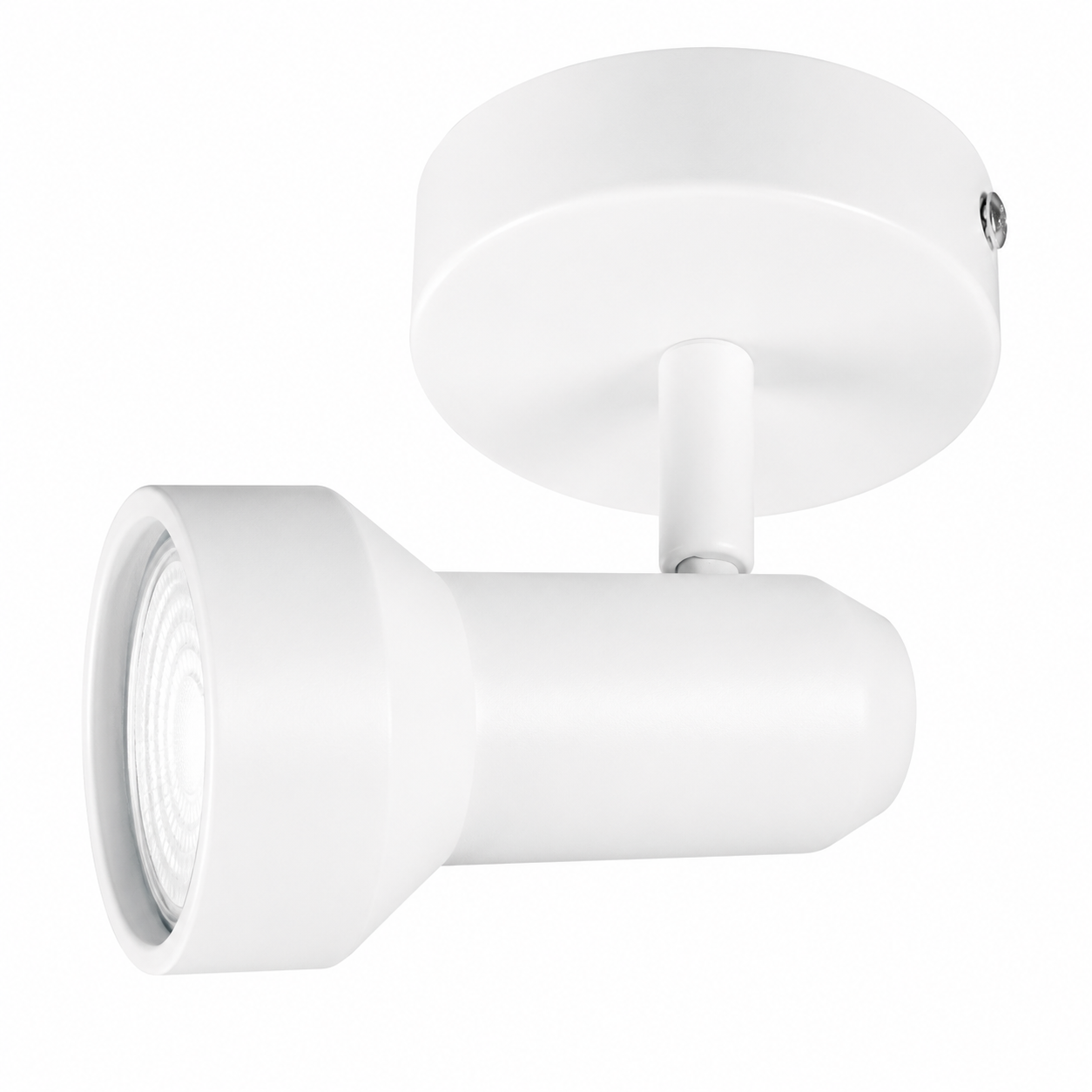 Sleek matt white spotlight with a round ceiling mount, designed for modern interiors.