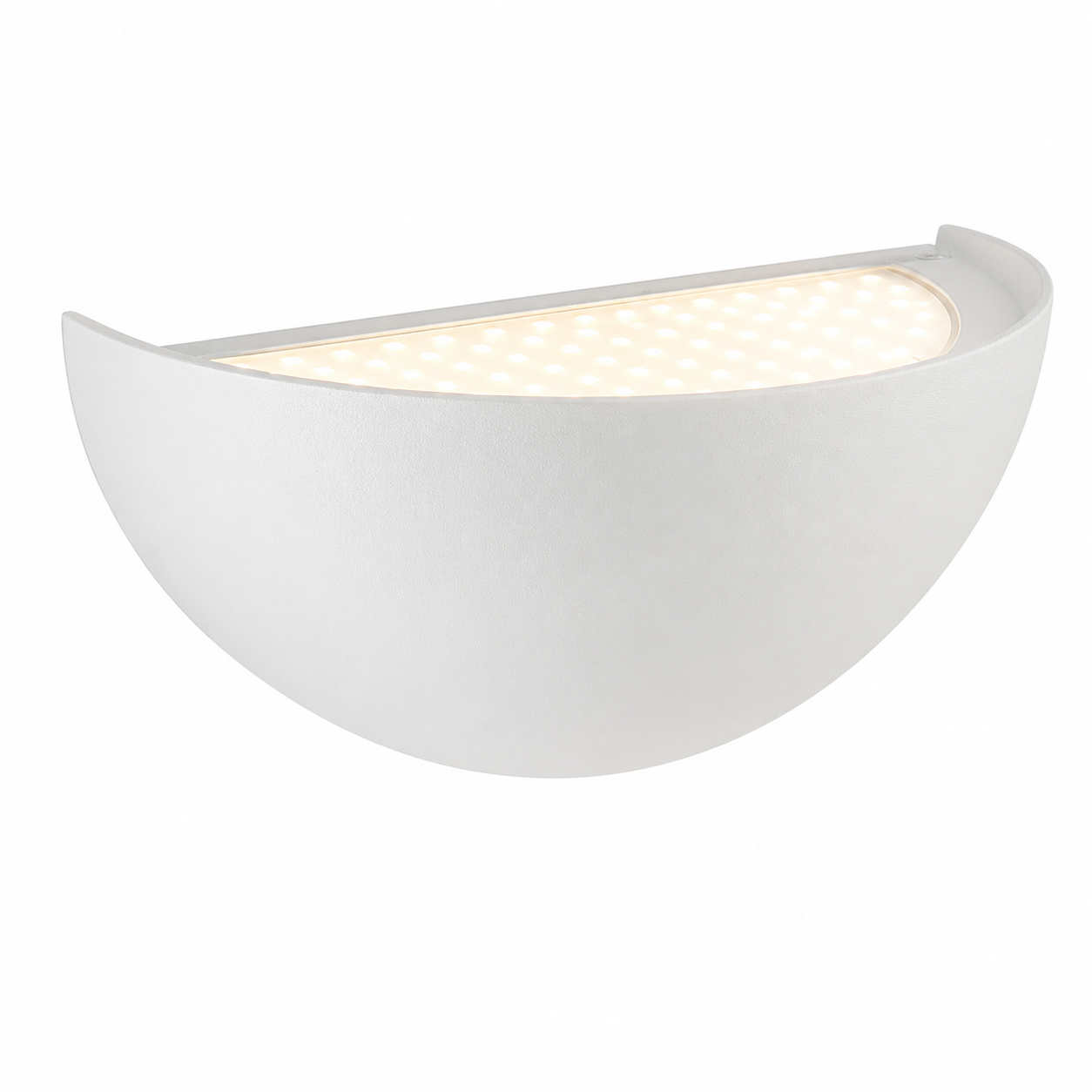 White wall-mounted light fixture on a white background