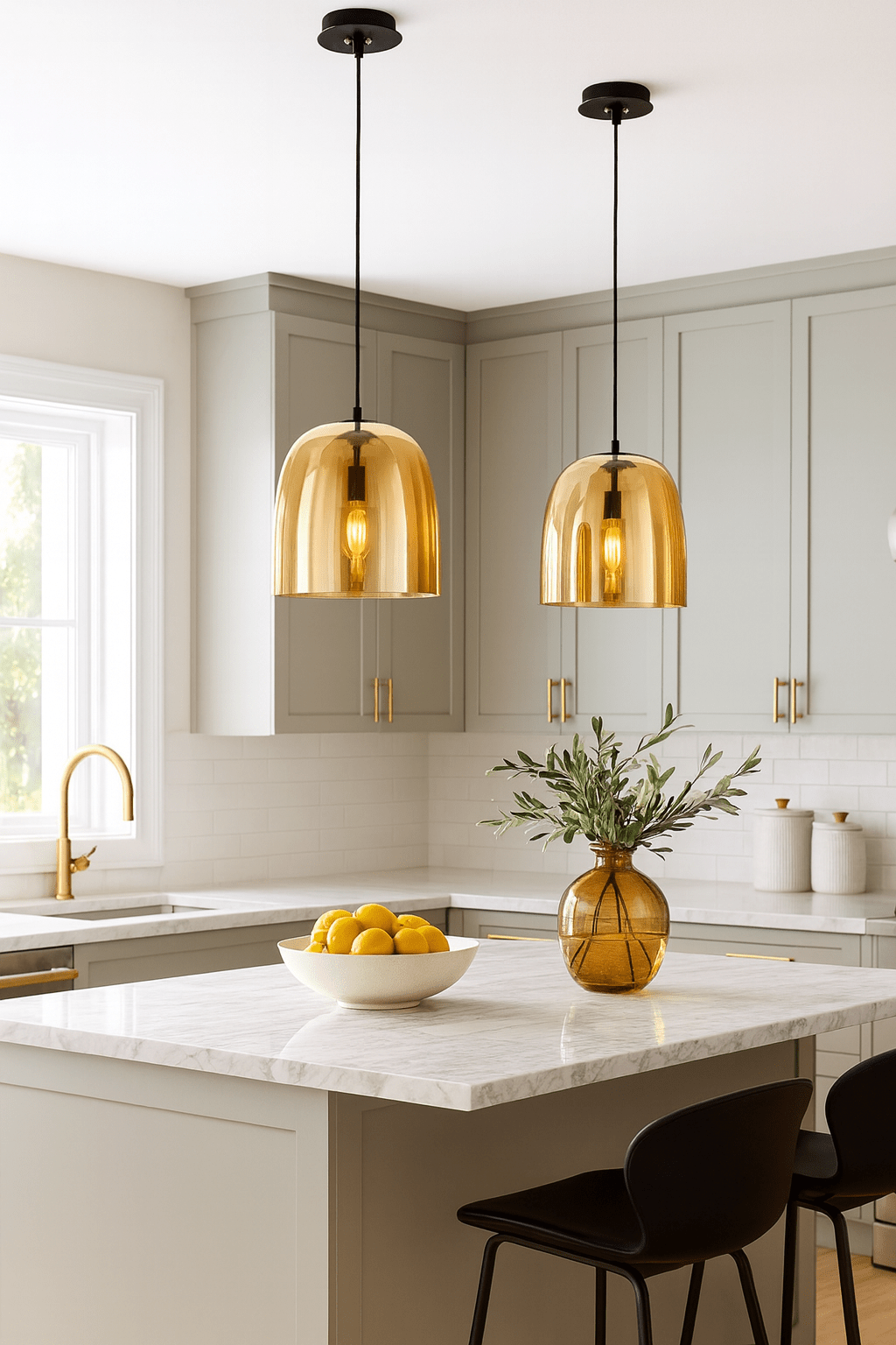 Darnall Dome Pendant Amber