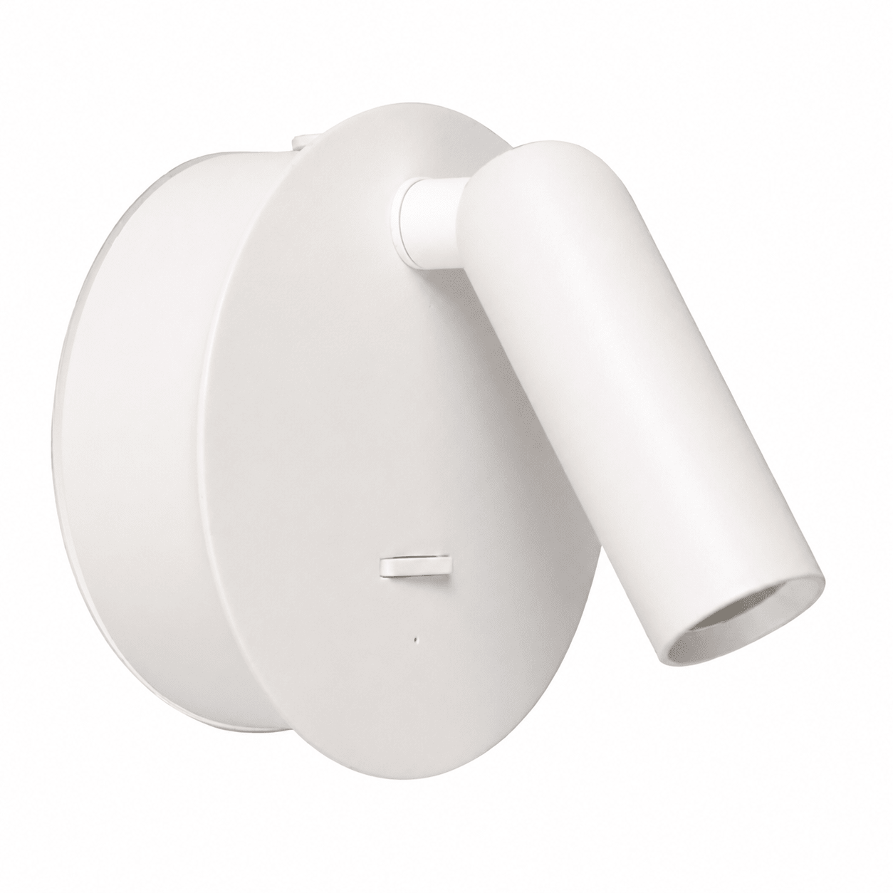 Modern rechargeable LED bedside wall light with adjustable head and on/off switch in white finish.