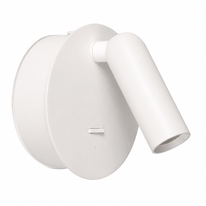 Modern rechargeable LED bedside wall light with adjustable head and on/off switch in white finish.