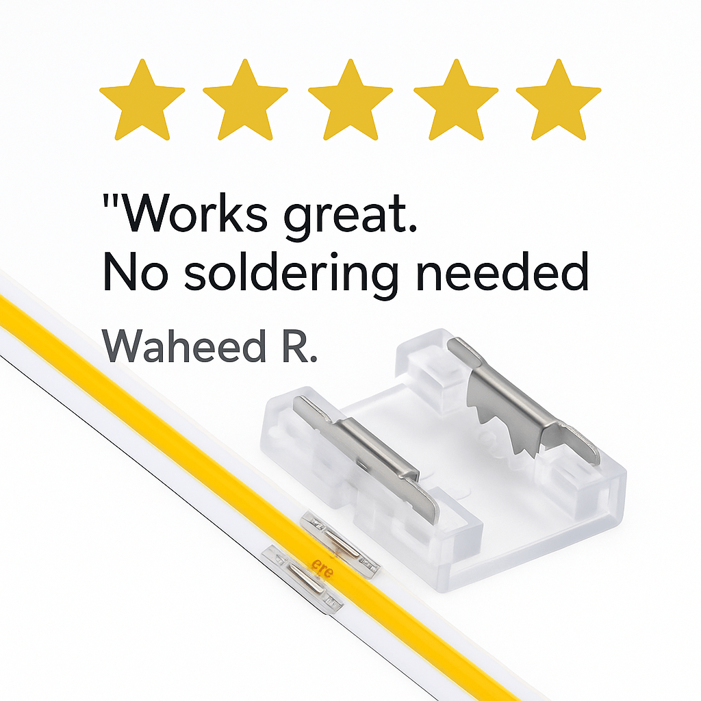 IP20 Seamless 24V COB Strip Light - Straight Connector