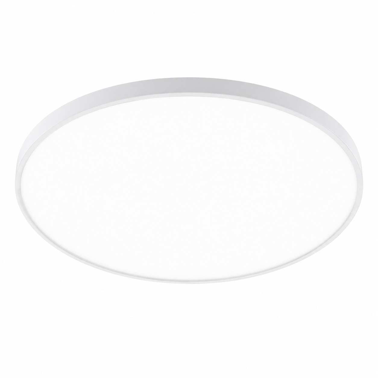 Round white LED ceiling light on a white background