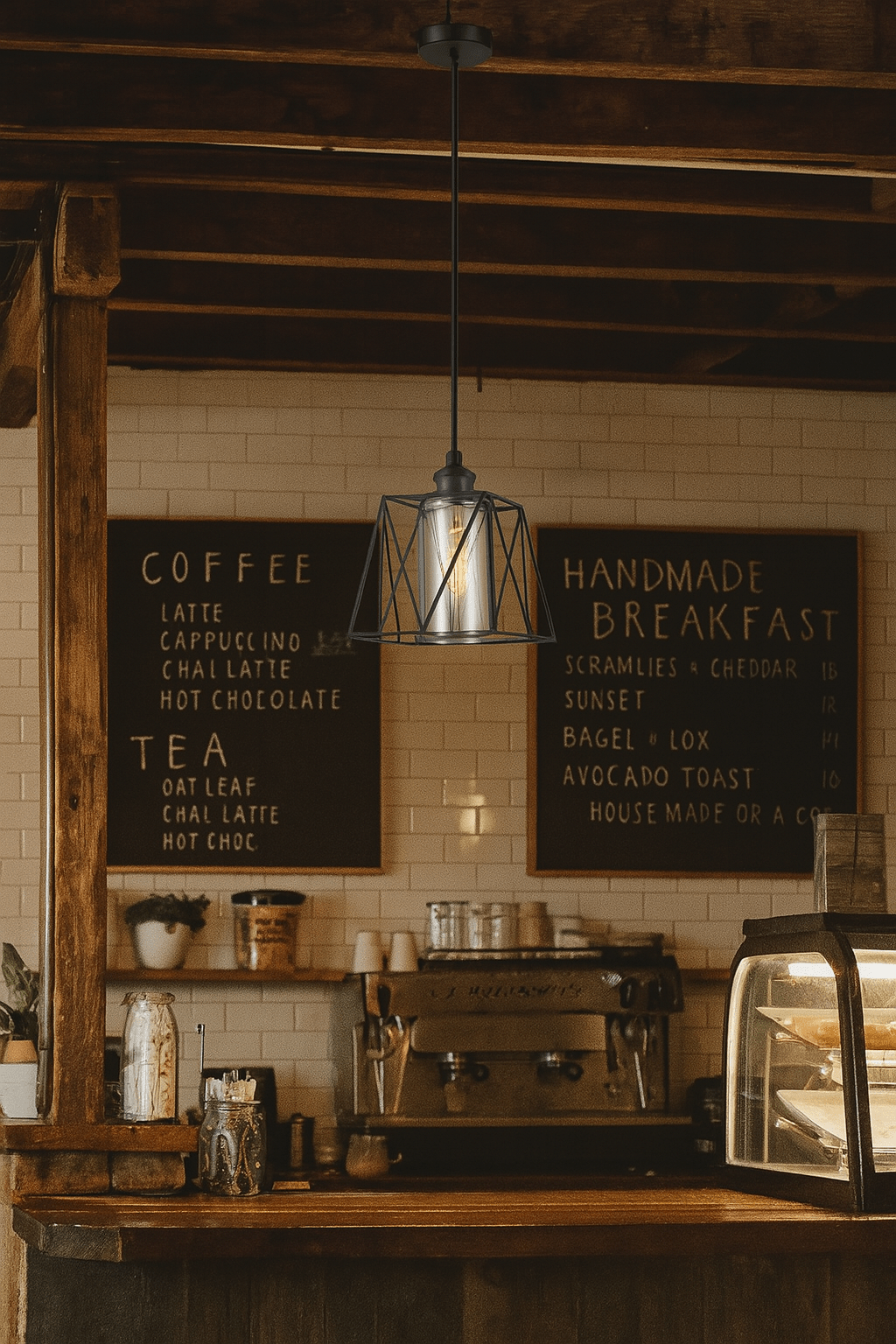 Metal Pendant with Smoke Colour Inner Glass