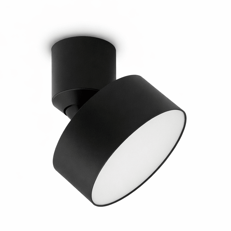 Black ceiling light fixture on a white background