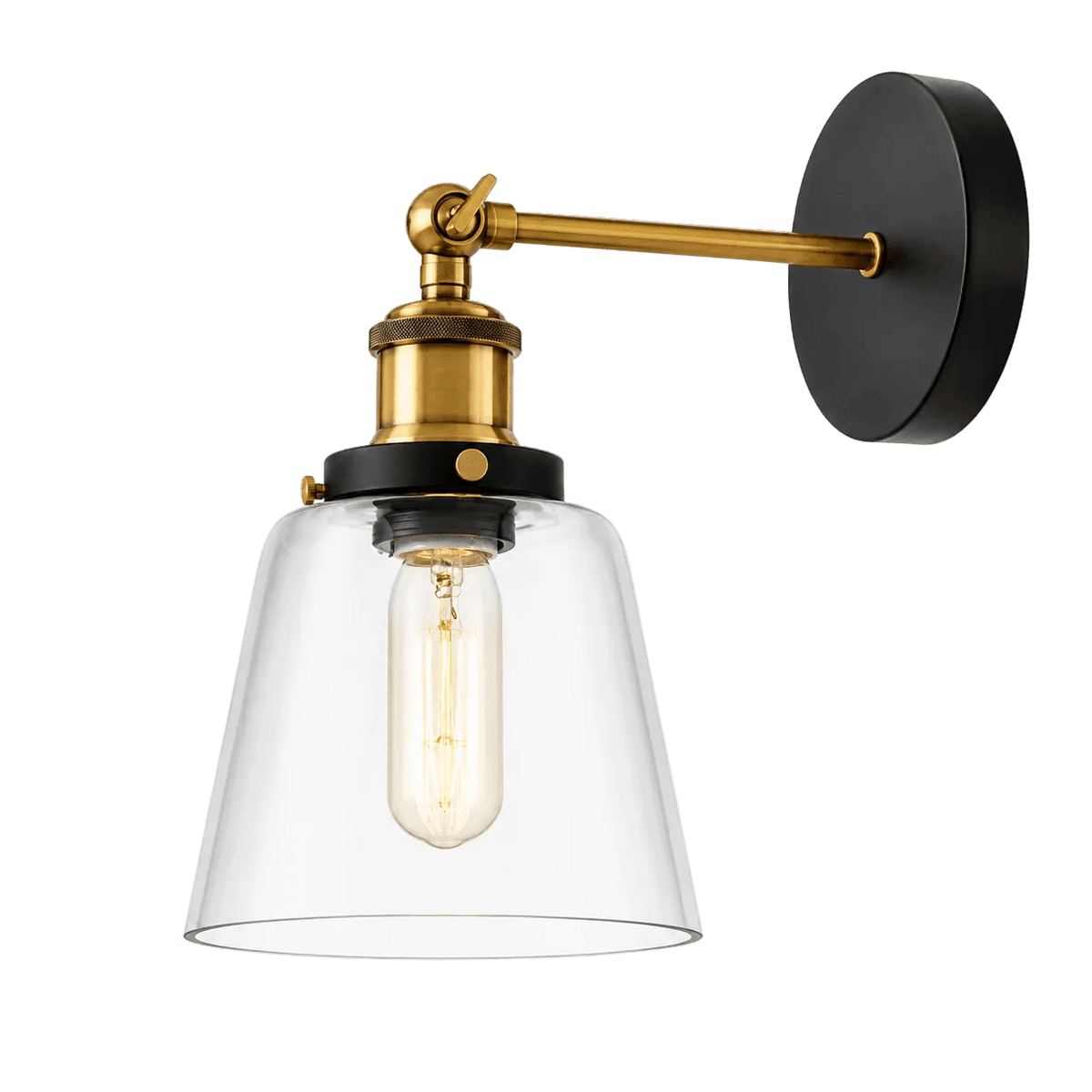 Antique Brass Indoor Wall Light - Clear Glass