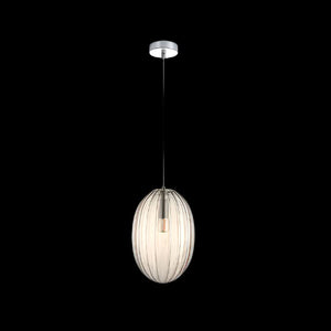 Pendant light with glass shade on a black background