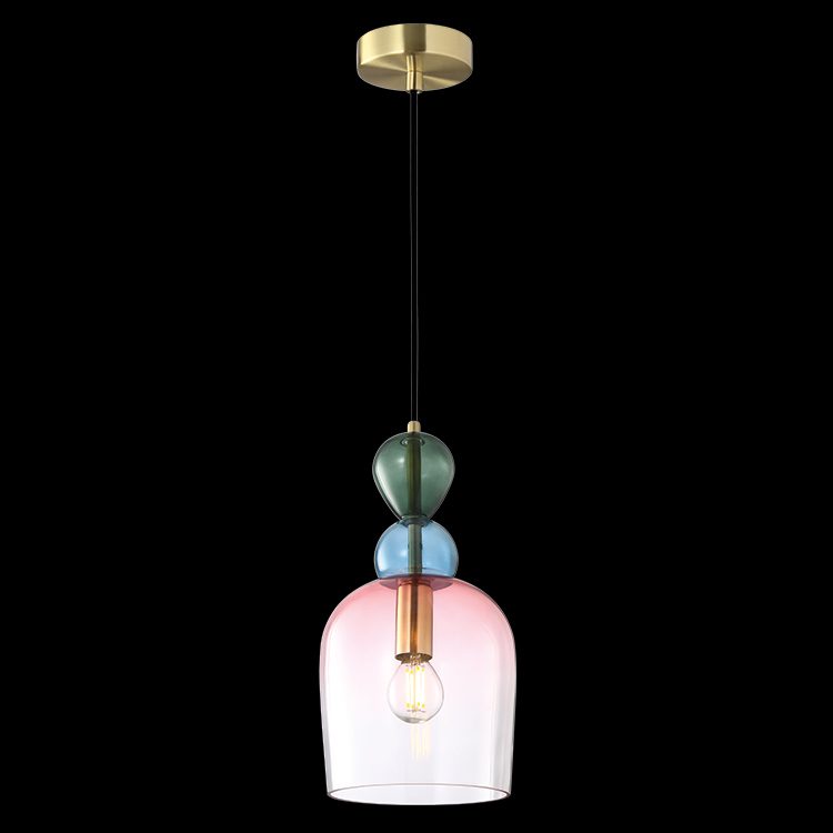Rainbow Pink Shadow Glass Pendant Light