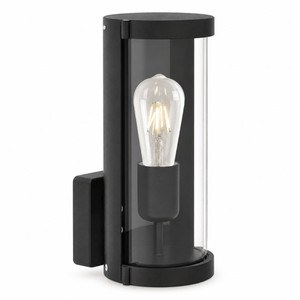 Aluminium outdoor wall lantern with clear glass on a white background