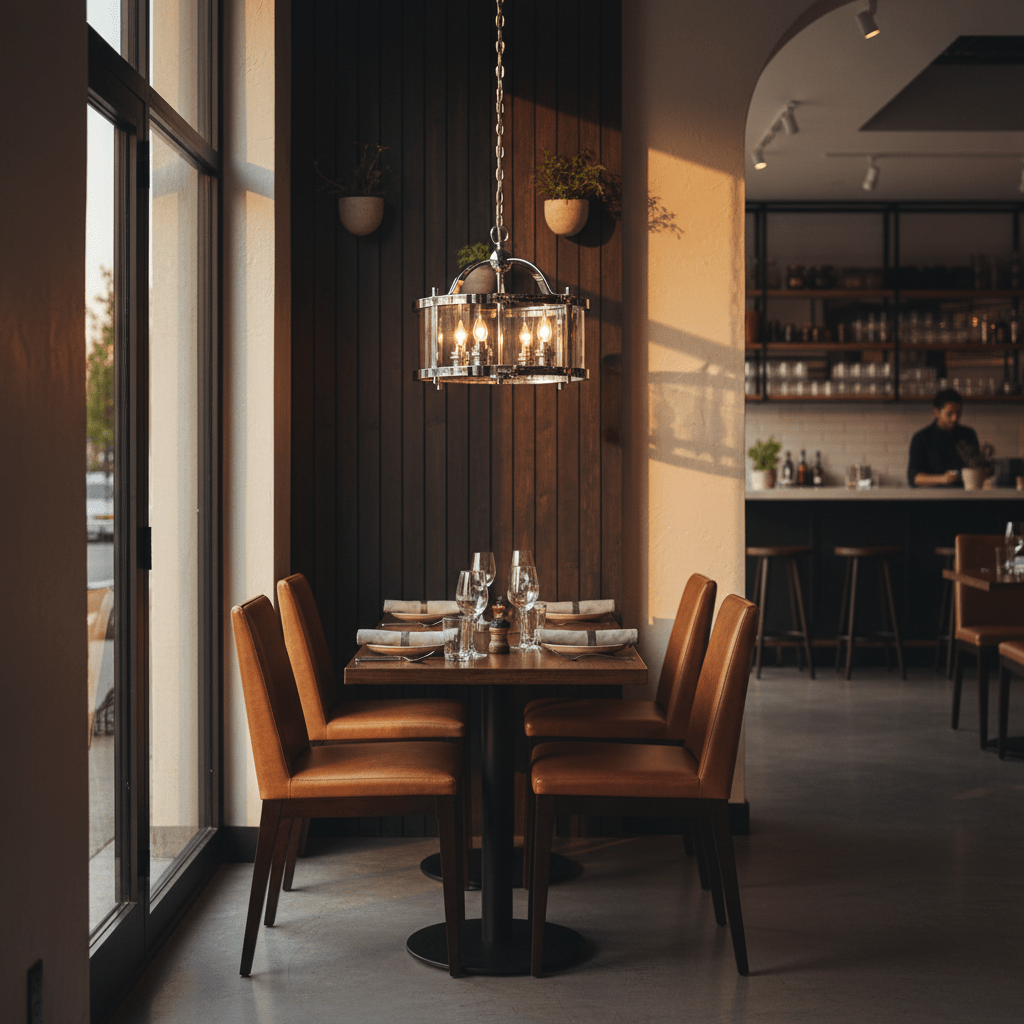 Chrome Drum Pendant Light