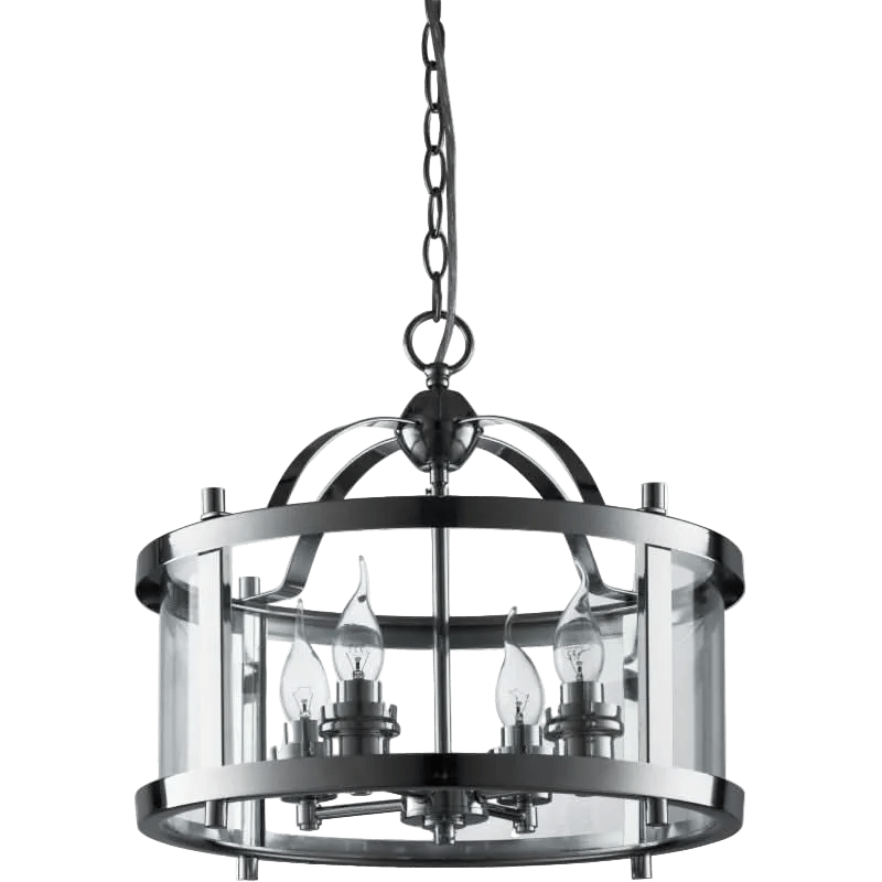 Chrome Drum Pendant Light