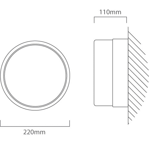 Black Glass Bulkhead Light - E27 IP44