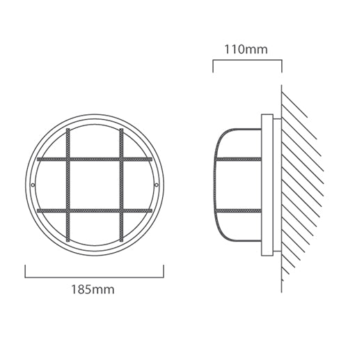 White Outdoor Grid Bulkhead Light IP44