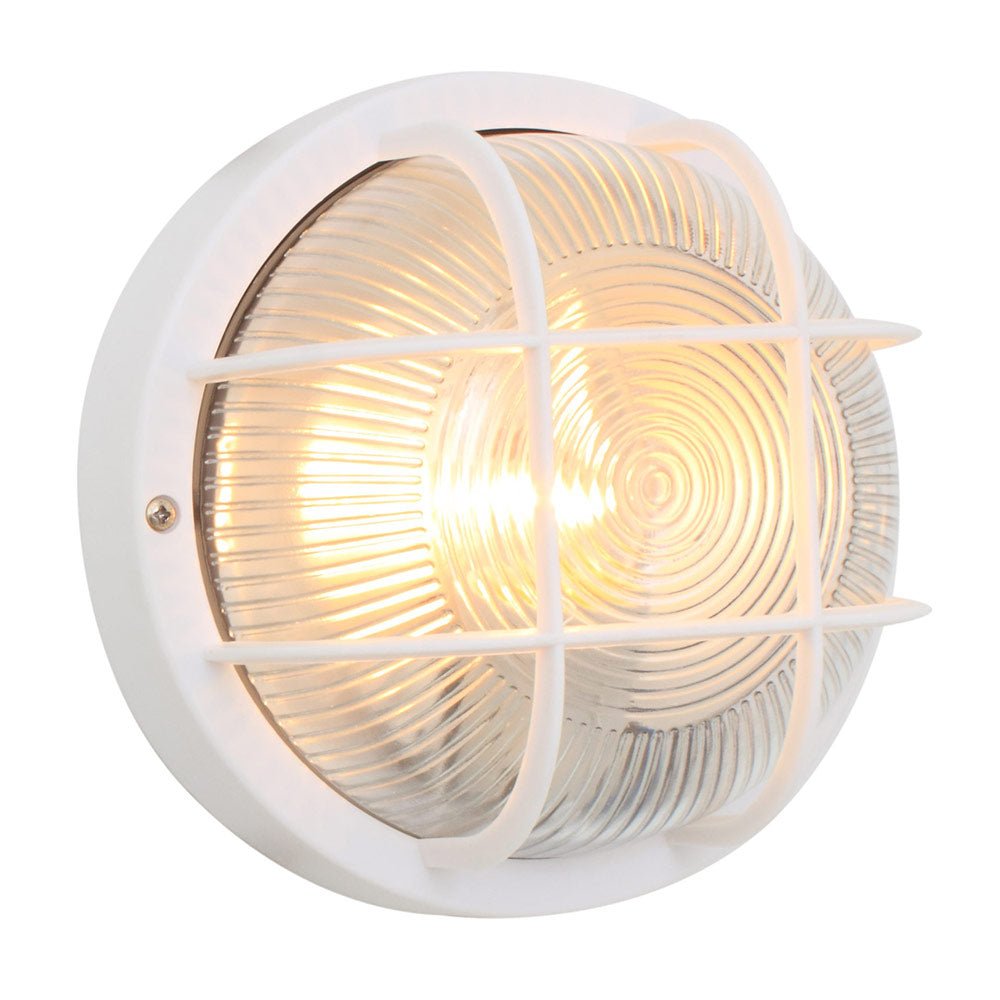 White Outdoor Grid Bulkhead Light IP44