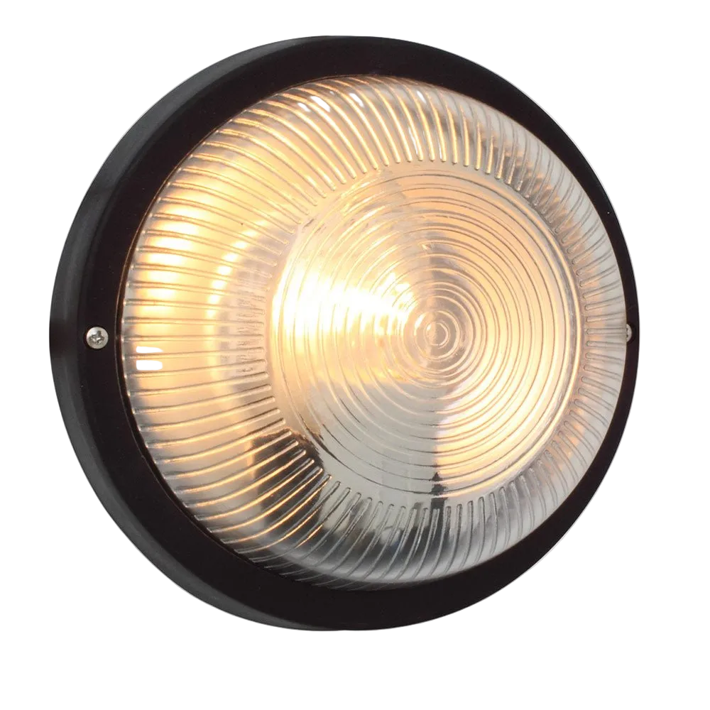 Round Outdoor Bulkhead - Black - E27