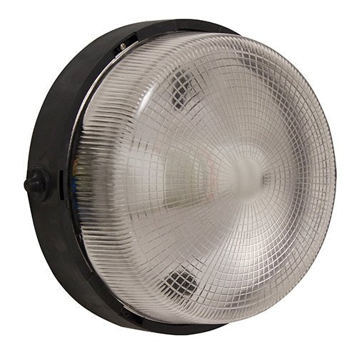 Black Glass Bulkhead Light - E27 IP44