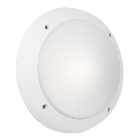Fumagalli Coastal Gelmi Bulkhead outdoor wall light in white, featuring a sleek round design.