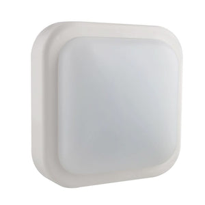 14W square LED bulkhead outdoor wall light in black with a sleek design and frosted lens.
