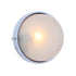 Round ceiling light fixture with glass cover on a white background