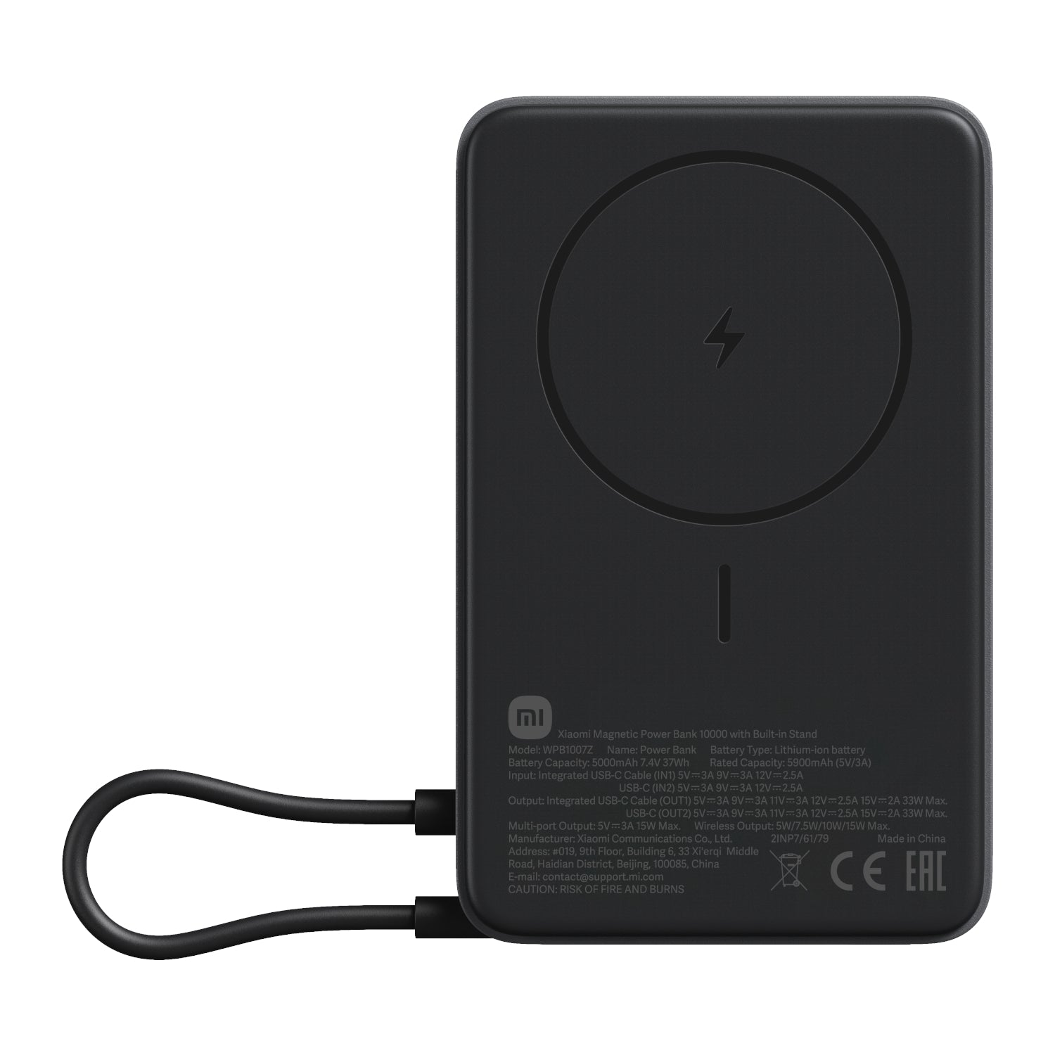 Dark grey magnetic power bank with built-in stand product image