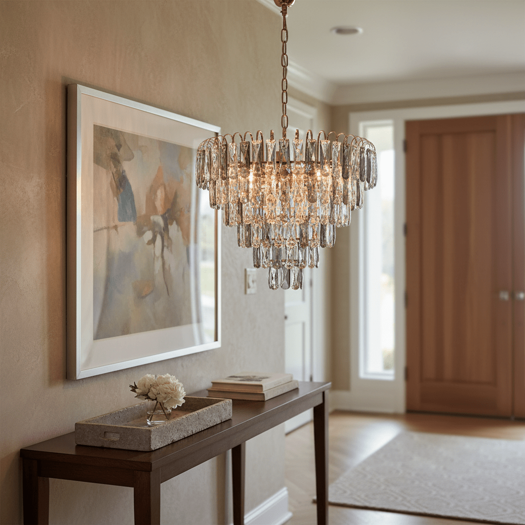 Polished Brass & Crystal Pendant