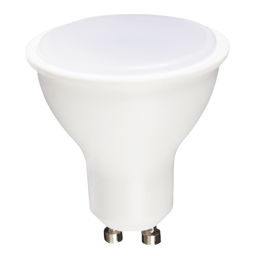White LED light bulb on a gray background