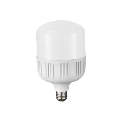 White LED bulb on a gray background