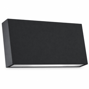 Black outdoor LED wall light on a white background