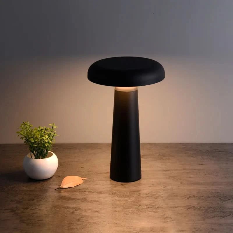 Boletus Black LED Table Lamp - Dimmable & Rechargeable