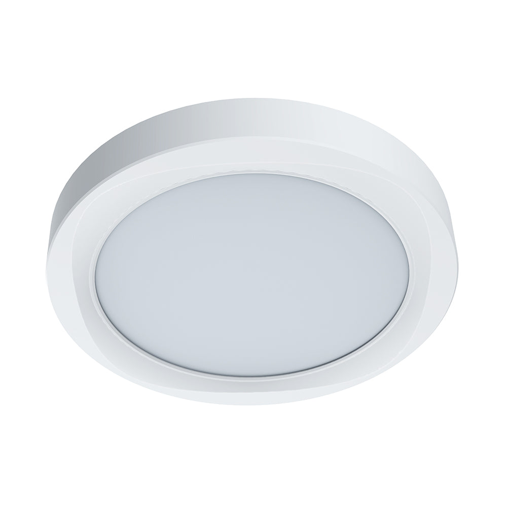 18w Round white ceiling light on a white background