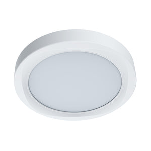 18w Round white ceiling light on a white background