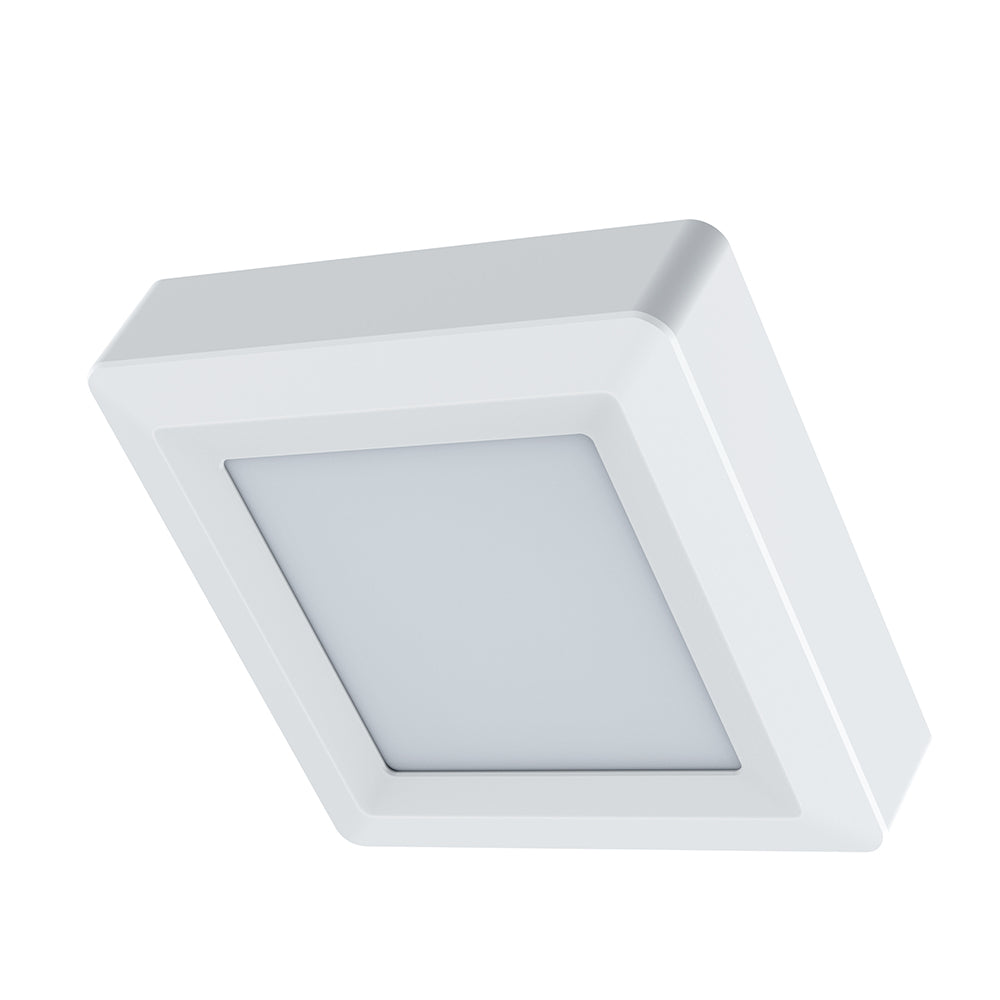 Square white LED panel light on a white background