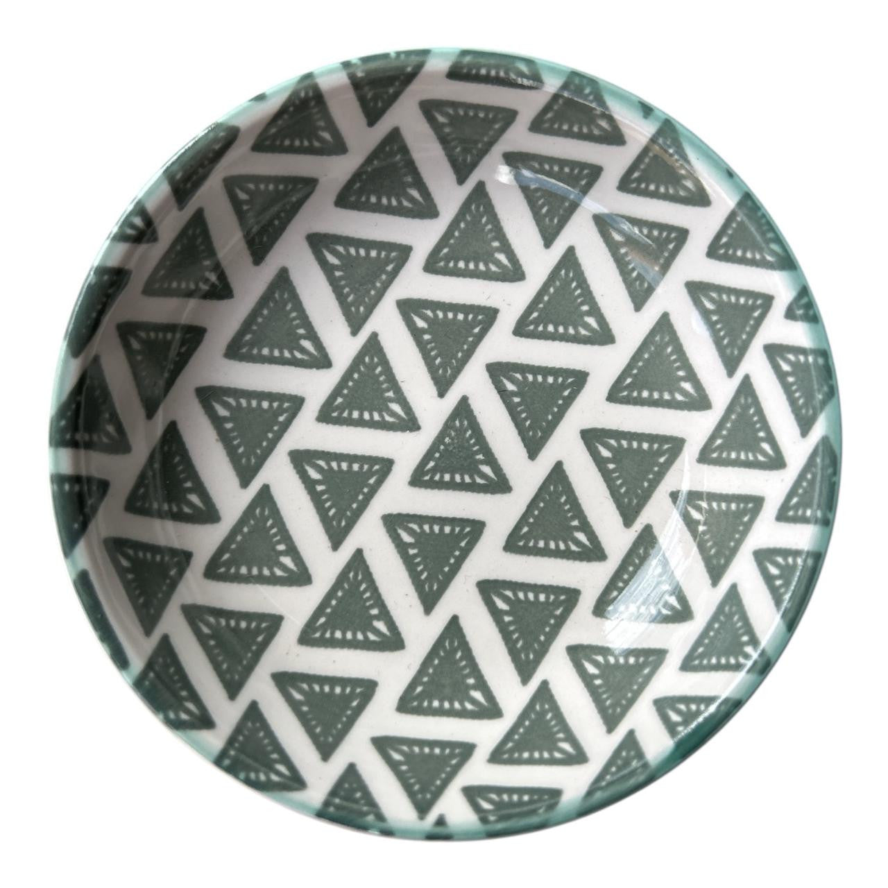Ceramic Flat Bowl - Grey Triangles decorative piece