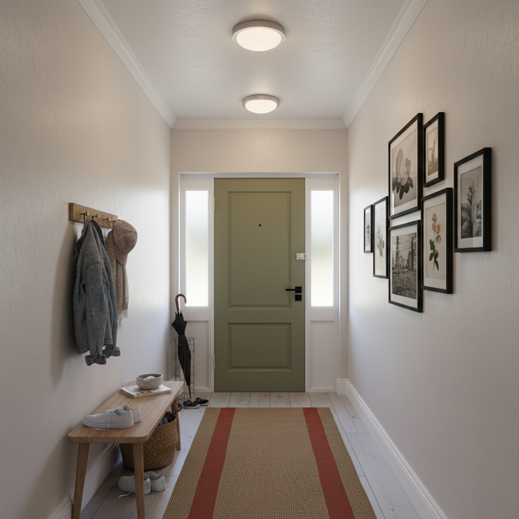 Silver Ceiling Light with White Glass