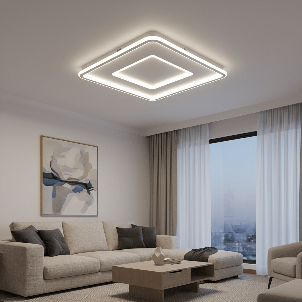 Minimo Square Ringed LED Ceiling Light - additional product image