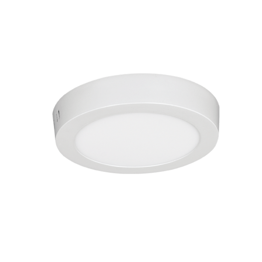 Sleek white aluminium 12W LED ceiling fitting, flush mount design, modern aesthetic.