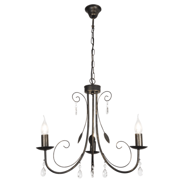 Black Metal Chandelier - Acrylic Crystals