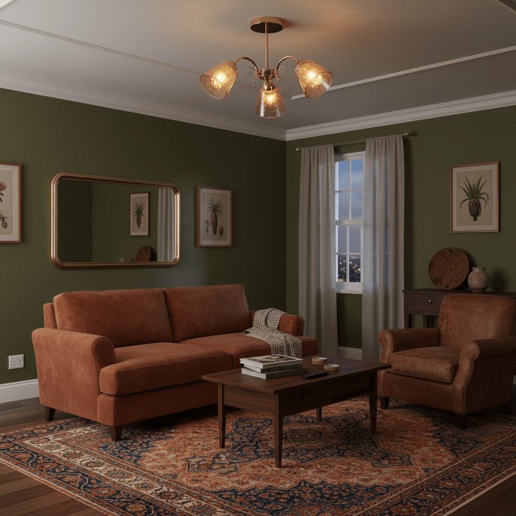 Amber Glass & Gold Chandelier