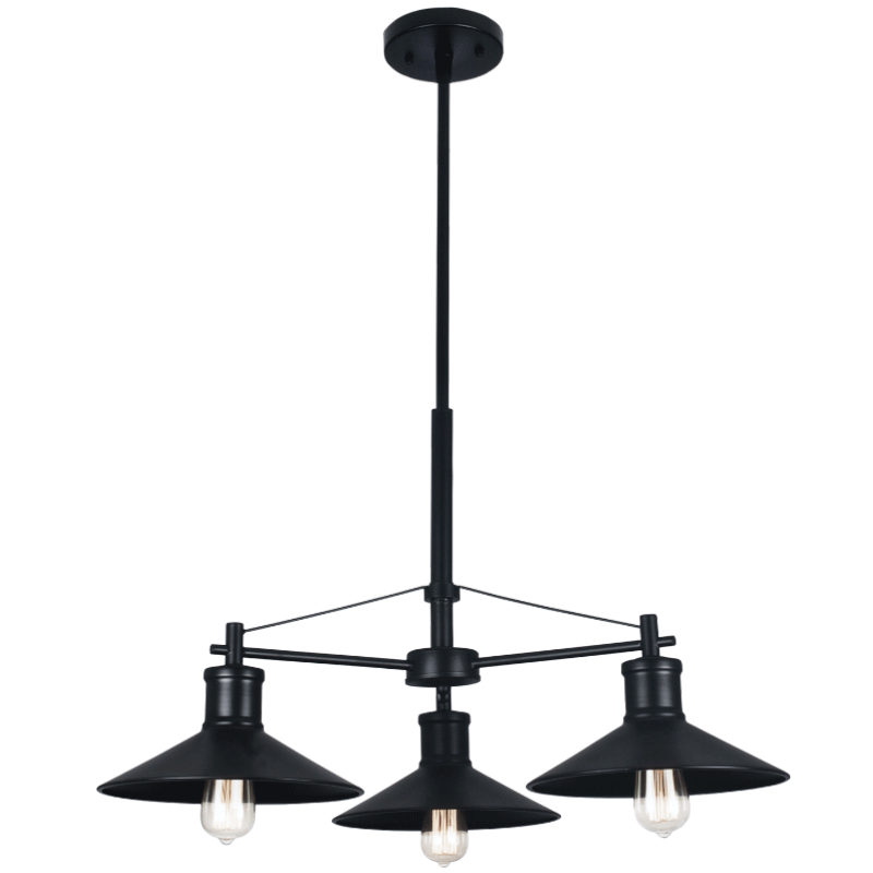 Black Metal Chandelier - 3 Light
