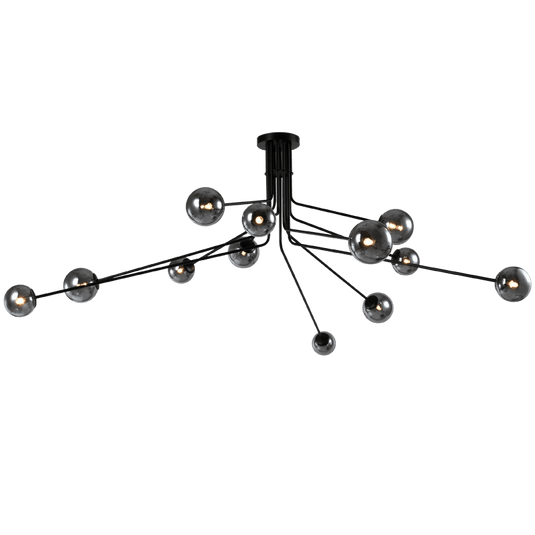 Woza 12 Light Black & Smoke Chandelier