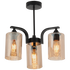 Amber Glass Black Chandelier - 3 Light