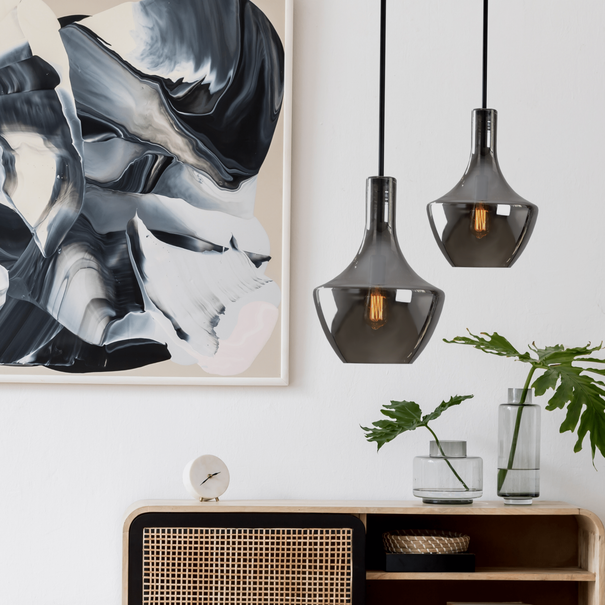 Vase Smoke Glass Pendant Light