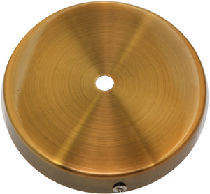 Brass ceiling rose kit with a polished finish, featuring a central hole for installation.