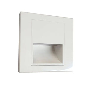Belmont recessed indoor LED step light in white, designed for discreet stair lighting.