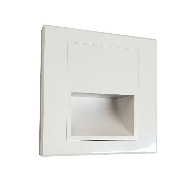 Belmont recessed indoor LED step light in white, designed for discreet stair lighting.