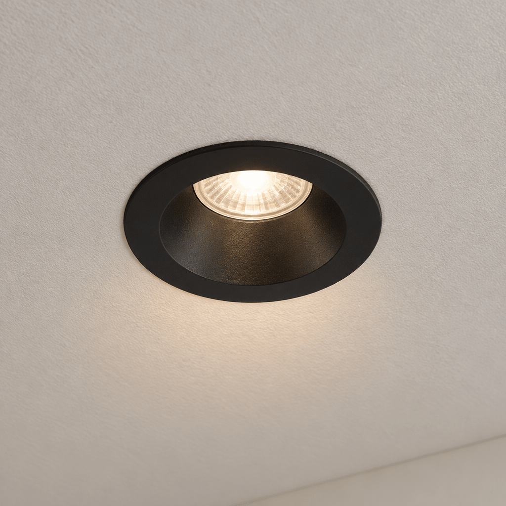 Black Downlight Holder - Round Straight