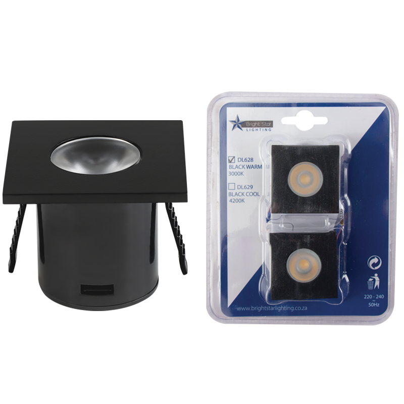 1W LED Downlight - 3000K Material: PC – 1W LED ( Included ) Lumen: 60 CRI: >80 PF: >0.5 Width: 35mm Height: 29mm Cut Out: 30mm **Also Available:** DL629 BK COOL **BARCODE: 60072260 product image