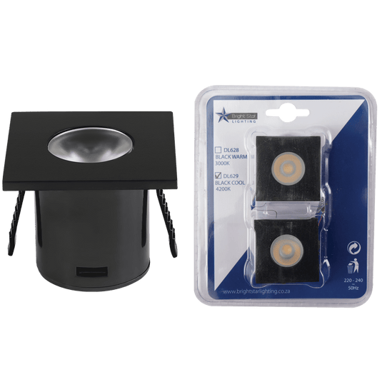 1W LED Downlight - 4200K - Black Square Star Light product image