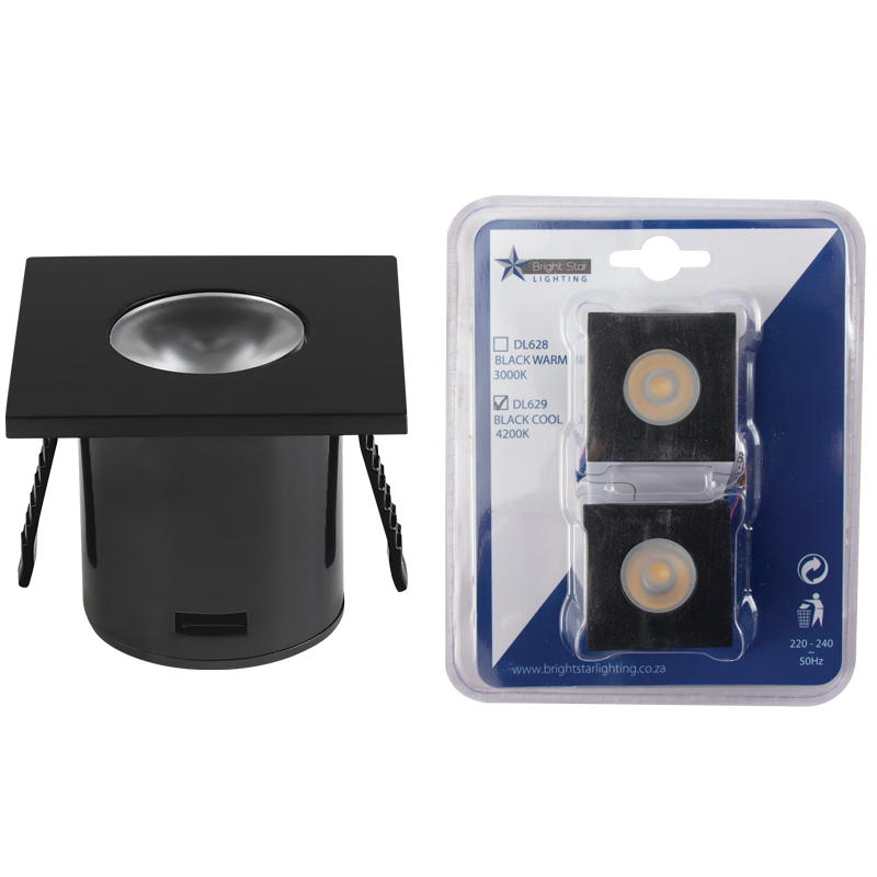 1W LED Downlight - 4200K - Black Square Star Light product image