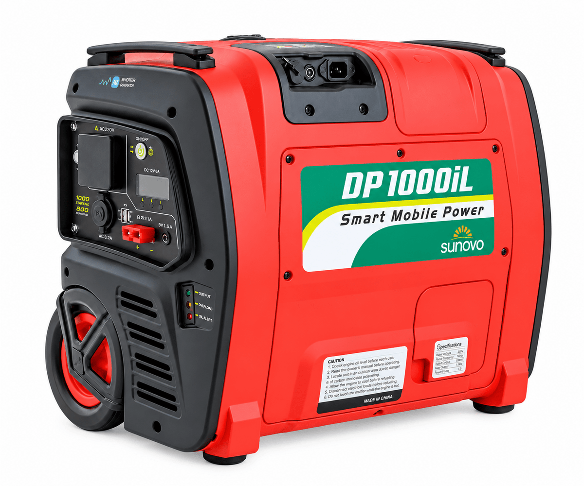DP1000iL red and black portable power station on a white background